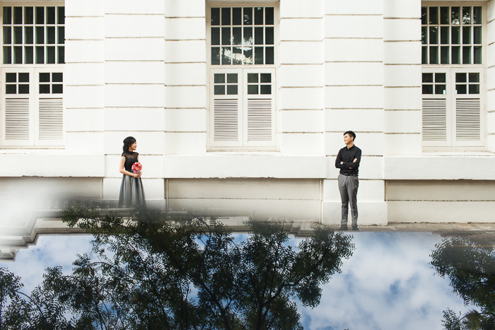 Melaka heritage building, couple in black