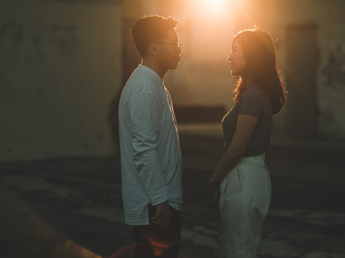 Sunset engagement portrait in Melaka