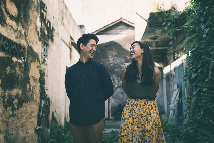 Melaka street couple portrait, casual and natural