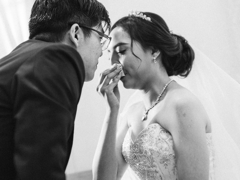 Tearful moment when groom with his bride