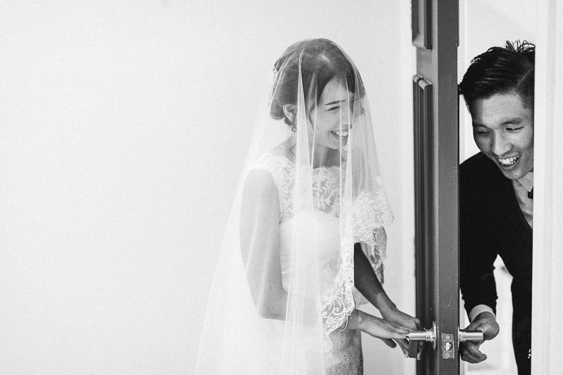 Candid moment with the bride and groom